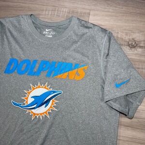 Nike Miami Dolphins NFL Dri-Fit Gray Performance T-Shirt Mens XL Graphic‎